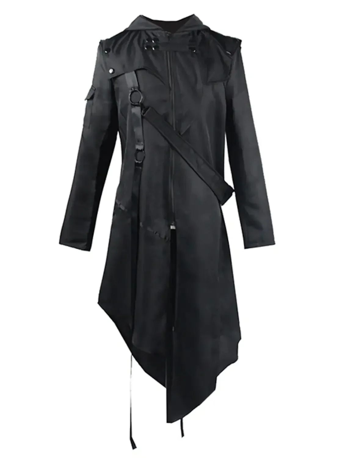 Vintage Halloween Medieval Steampunk Assassin Elves Pirate Costume Adult Men Black Long Split Jacket Gothic Armor Leather Coats