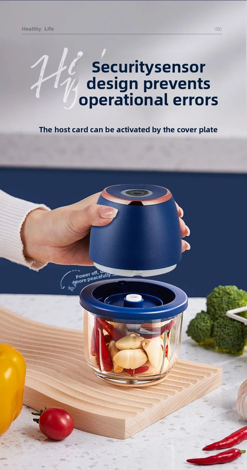 Mini Processador de Alimentos Elétrico TINSOL 350ML, Picador de Carne, Amassador de Alho, USB, Multifuncional, Fatiador de Vegetais, Liquidificador, Misturador de Cozinha
