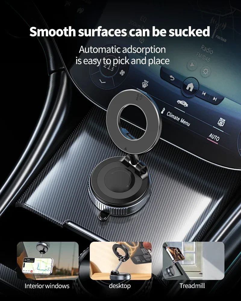Suporte magnético forte para telefone Xiaomi, design dobrável, suporte automotivo a vácuo ajustável em 360° para celular para transmissão ao vivo em iPhone