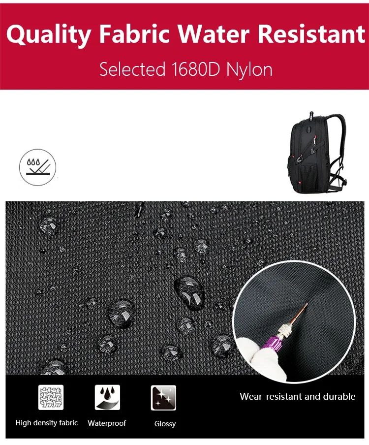 2025 Swiss-Multifunctional bags Durable 17 Inch Laptop Backpack, Travel Bag,College Bookbag,USB Charging Port,Water Resistant