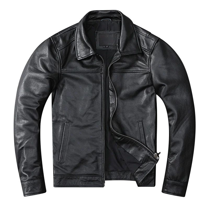 New Casual Real Cowhide Genuine Leather Jacket Men Slim Mens Clothes Spring Autumn Men's Cow Clothing Asian Size 6XL