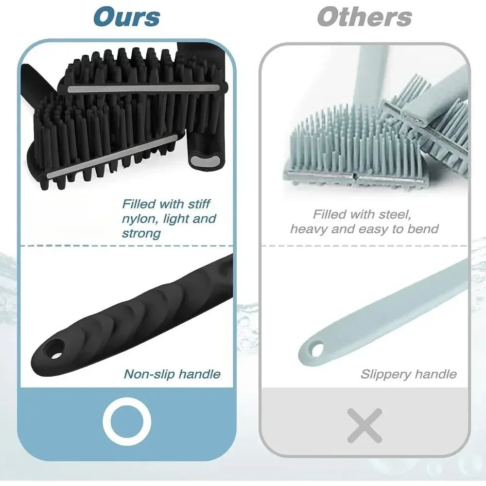 Double Sided Bath Brush Bath Puff Set Back Silicone Body Scrubber Silicone Long Handle Design for Body Exfoliation Deep Cleaning