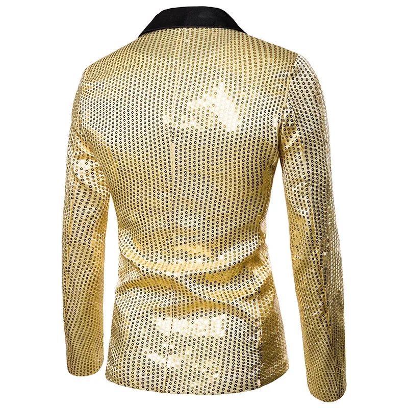 New Fashion Black Sequin Mens Shiny Suit Jacket One Button Blazer For Male Nightclub Singers Stage Dress Blazers Chaqueta Hombre