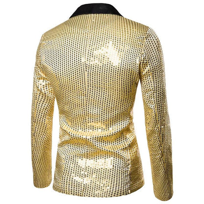 New Fashion Black Sequin Mens Shiny Suit Jacket One Button Blazer For Male Nightclub Singers Stage Dress Blazers Chaqueta Hombre