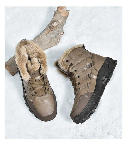 Men Winter Snow Boots Super Warm Men Hiking Boots High Quality Waterproof Leather High Top Big Size Men's Boots Outdoor Sneakers