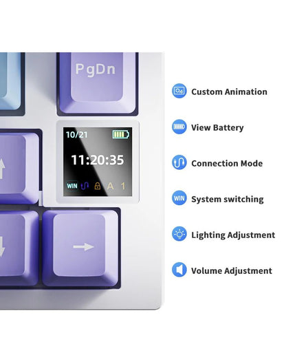 AJAZZ AK820 Teclado Mecânico para Jogos Sem Fio Hot Swap, Layout 75%, Switches Trocáveis, Conectividade de Três Modos