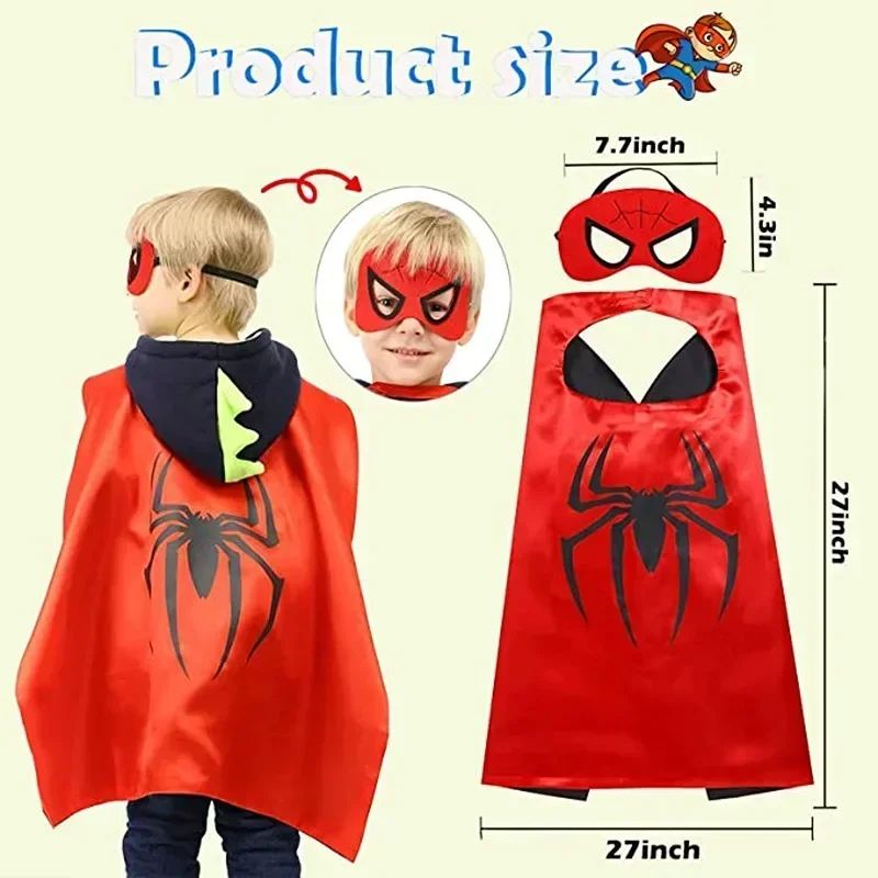 3-12Y Kids Superhero Cosplay Capes Kids Cartoon Bracelet Toys Movie Characters Costume Halloween Christmas Party Dress Up Gift