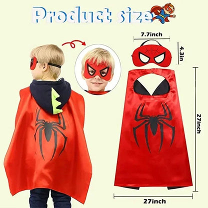 3-12Y Kids Superhero Cosplay Capes Kids Cartoon Bracelet Toys Movie Characters Costume Halloween Christmas Party Dress Up Gift