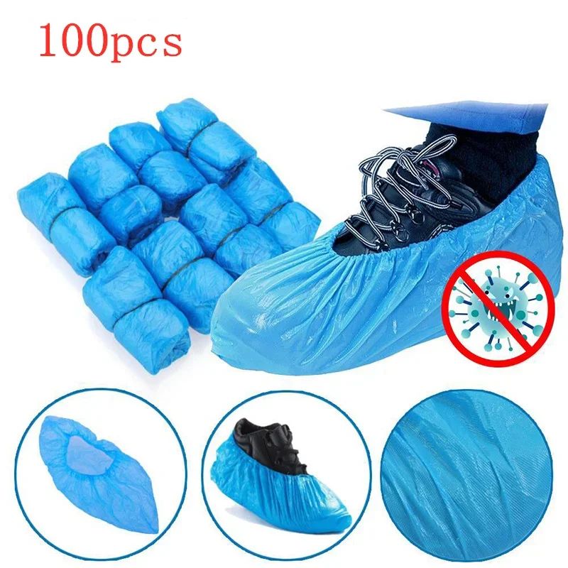 100-1000pcs Disposable Waterproof Shoe Cover Plastic Non-slip Foot Cover Indoor PE Padded Overshoes Rain Mud-proof Shoe Cover