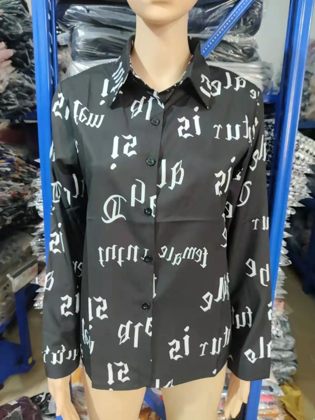 Summer New Women's Long-sleeved Shirt, Single-breasted Printed Shirts Fashion Casual Tops Camisa Female Chemise S-XXL