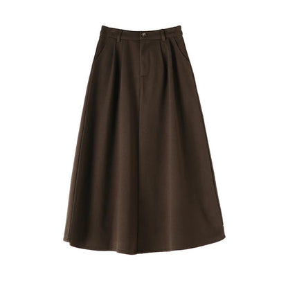 High Waist Plus Size Women Skirt Spring Women Clothing High Waist Hepburn Style Mid-Length A-Line Skirt New Casual Solid Skirts