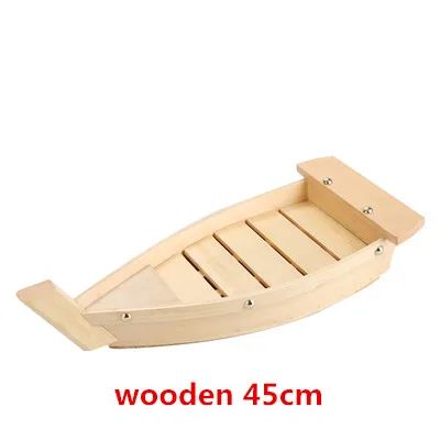 Barco de madeira artesanal japonês para culinária, sushi, ferramentas, navio simples, sashimi, pratos frios variados, talheres, conjunto de sushi