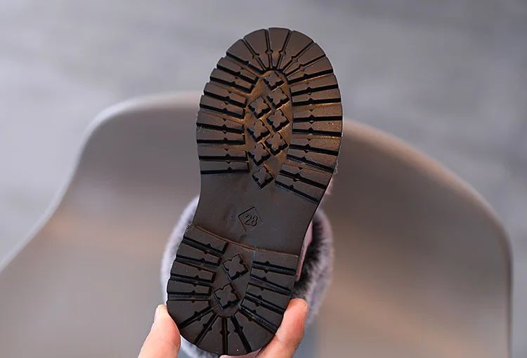 Winter Girls Boots Princess Snow Boots Leather Sport Shoes For Girl Children Warm Boots Fashion Soft Bottom Kids Sneakers