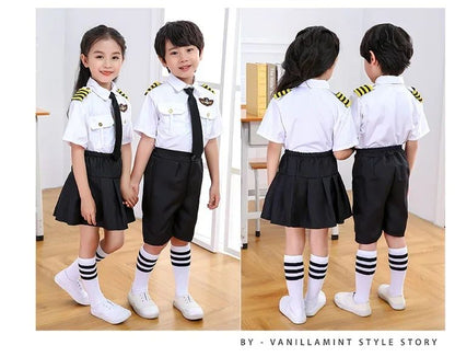 2025osplay Costumes pour enfants, uniforme de pilote d'avion, vêtements de classe de profession
