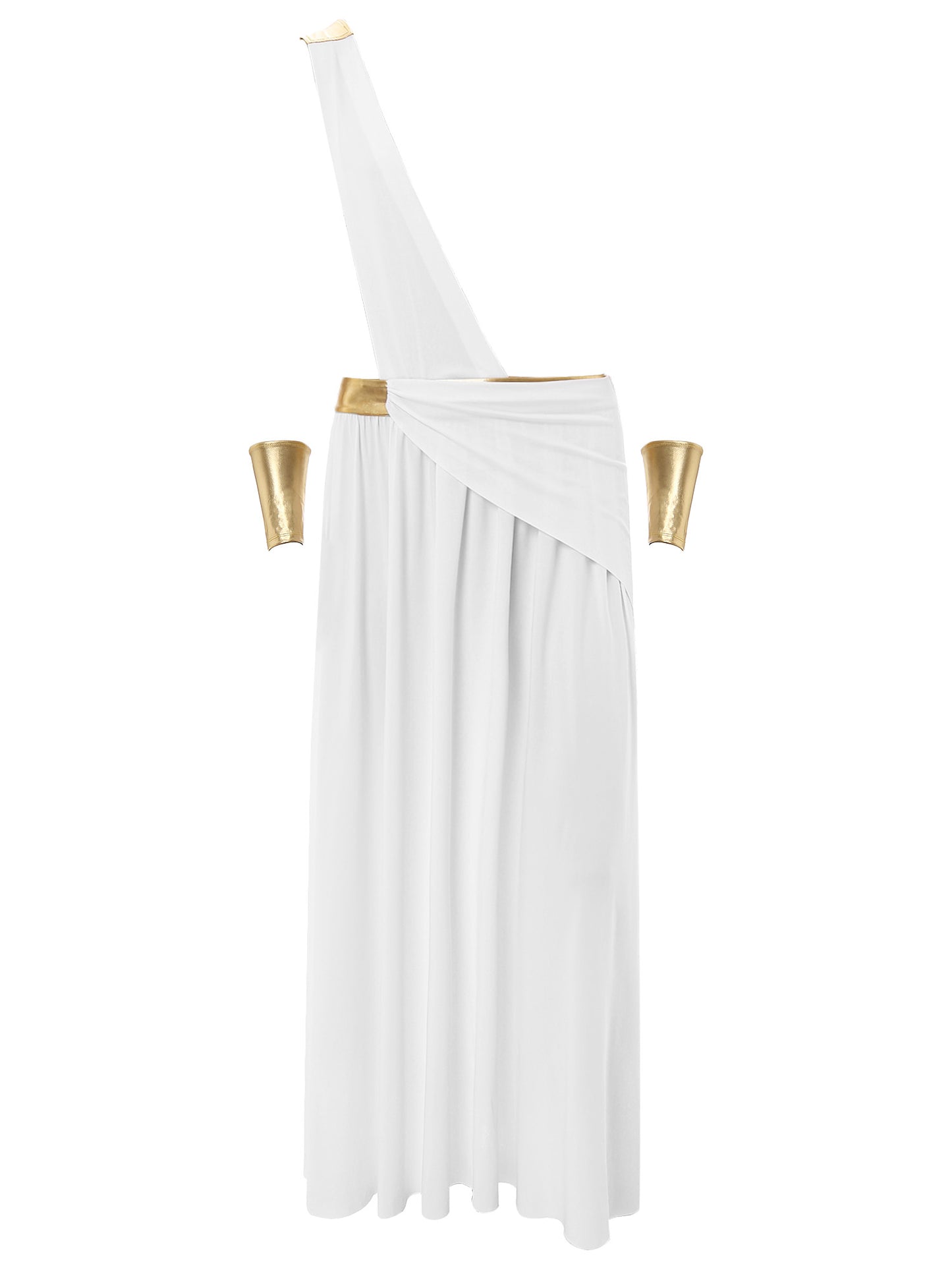 Mens Ancient Greek God Toga Gladiator Costume Roman Emperor One Shoulder Sleeveless Robe Halloween Medieval Warrior Dress Up