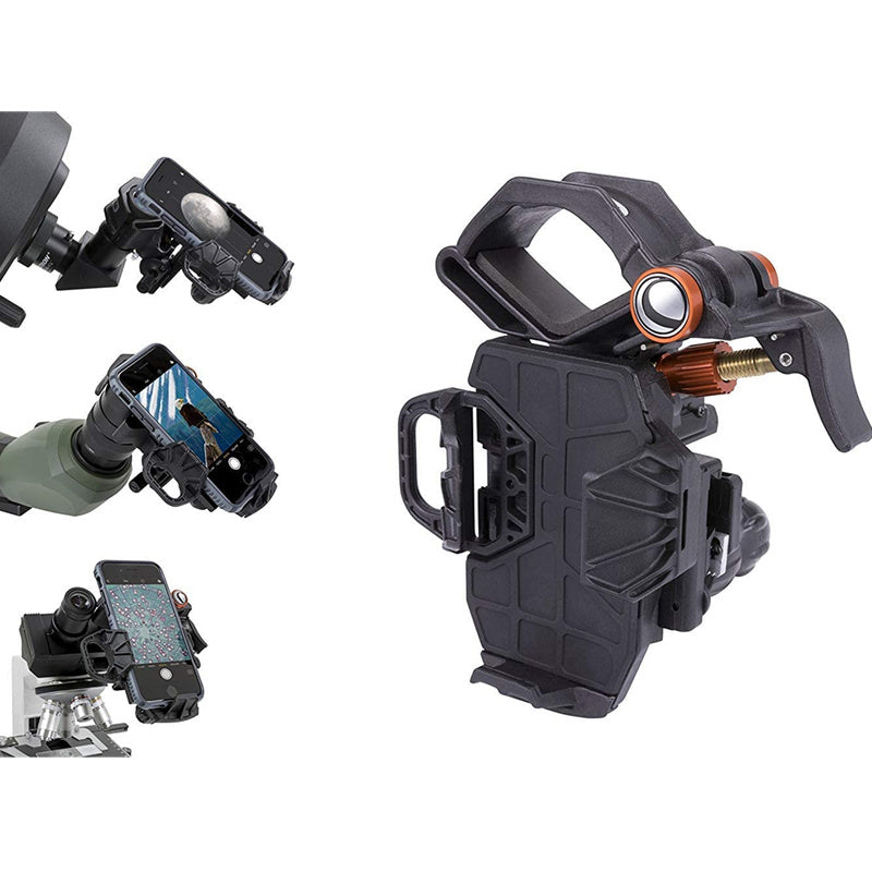 Adaptador universal para smartphone Celestron NexYZ de 3 eixos adequado para telescópios astronômicos, binóculos, microscópios e miras.