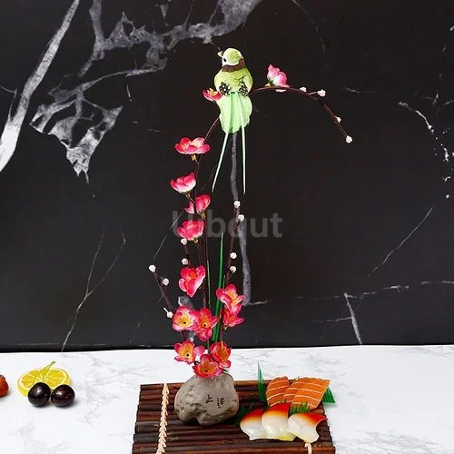 Bandeja de prato para frutos do mar, Barco de Sushi, Plantas de Flores Decorativas, Concepção Artística, Pequeno Ornamento Decorativo, Flor de Pêssego Criativa
