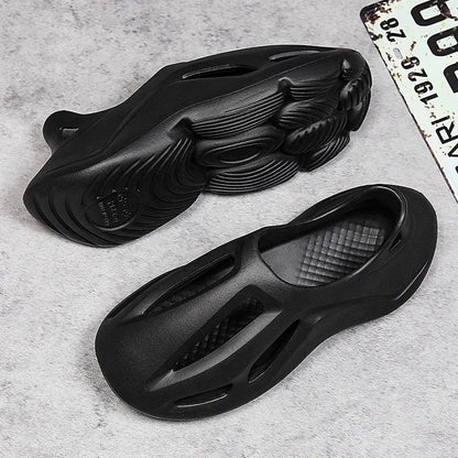 Men's Slippers Summer Soft EVA Beach Hole Shoes Outdoor Women's Slide Non-slip Personalized Hollow Shoes 36-47