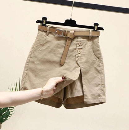 2026 Chic Shorts Women Korean Solid Buttons Side Slit A-line Streetwear Fashion Skirts Chic Harajuku Summer Loose Pants
