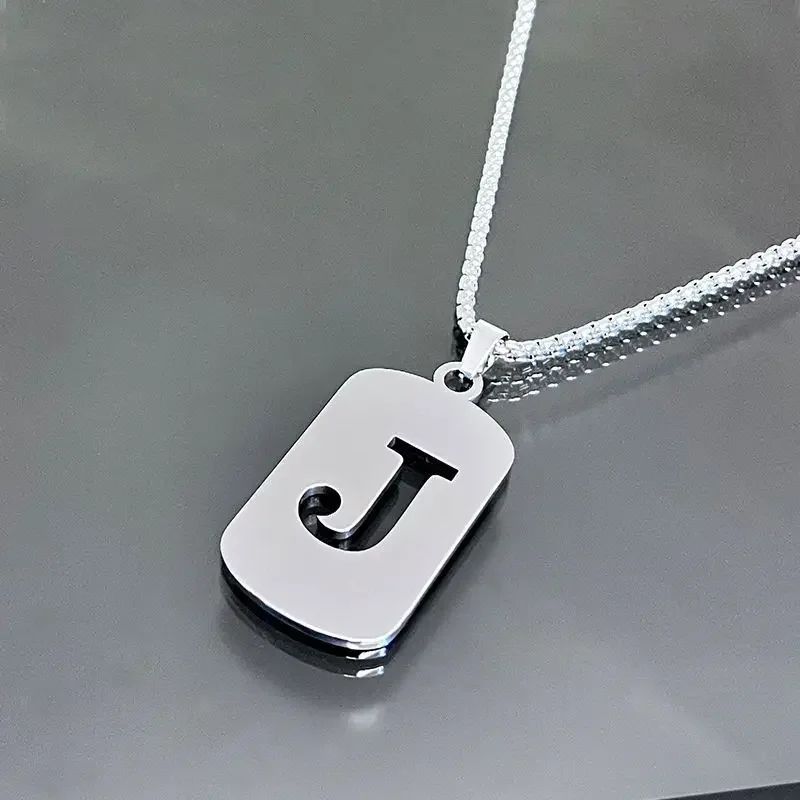 Colares de pingente de aço inoxidável com letra inicial A-Z da moda punk para homens e mulheres, atacado, joias, colar, joias góticas