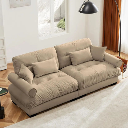 Velvet Modular Sectional Sofa Couch with Armrest And Pillows Large Comfy Living Room Furniture 94 Inch