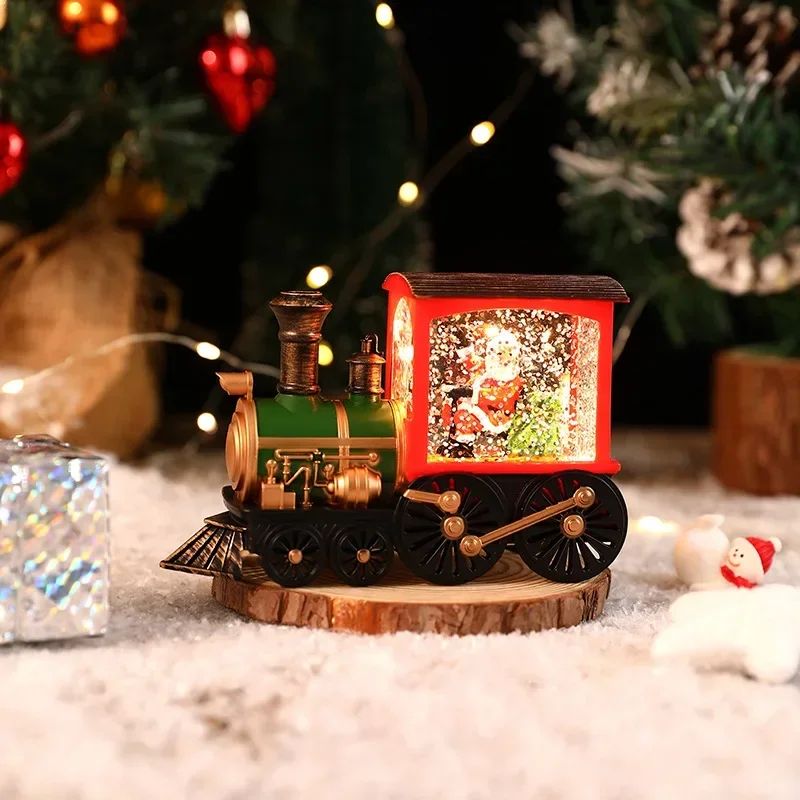 2026 Christmas Gift Christmas Crystal Ball Ornaments LED Lights Train Santa Claus Merry Christmas Decoration for Home Party Xmas