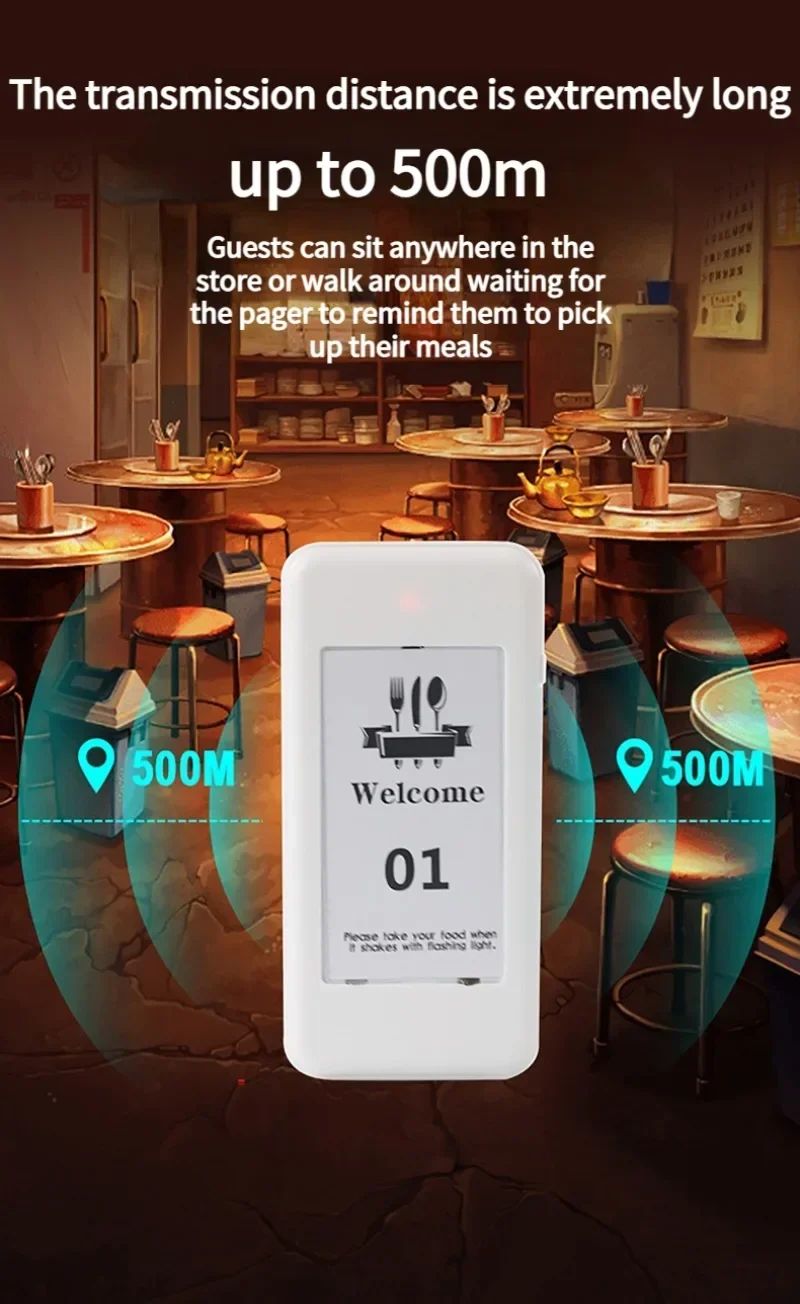 Wireless Restaurant Pagers Calling System 24 Coasters Buzzer Vibrator Bell Receivers For Food Truck Bar Coffee Fast Food Hotel