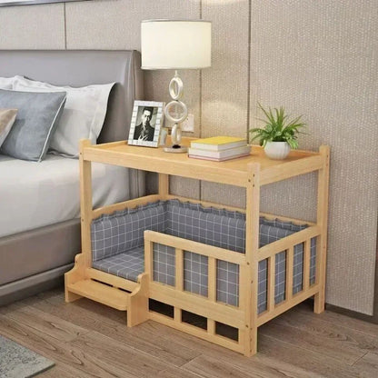 Cama de cachorro de madeira com design simples que pode ser usada como mesa de cabeceira, casinha de cachorro para todas as estações, proteção ambiental, cama de animal de estimação prática