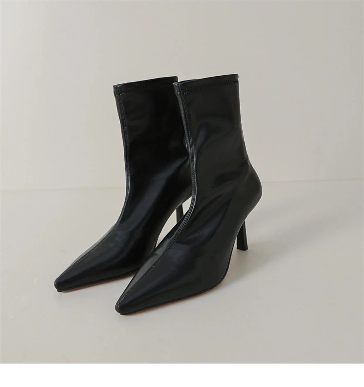 2024 New Autumn Winter Pointed Toe Women Ankle Boots Fashion Zipper Shoes Thin High Heel Women's Morder Short Booties D214