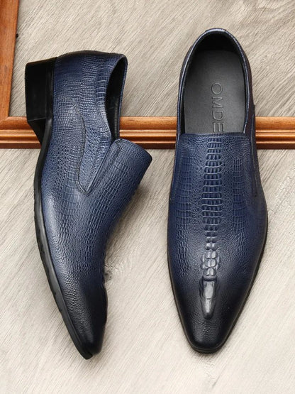 Handmade Mens Wedding Oxford Shoes Black Blue Genuine Leather Flat Dress Shoes Crocodile Pattern Summer Business Formal Loafers