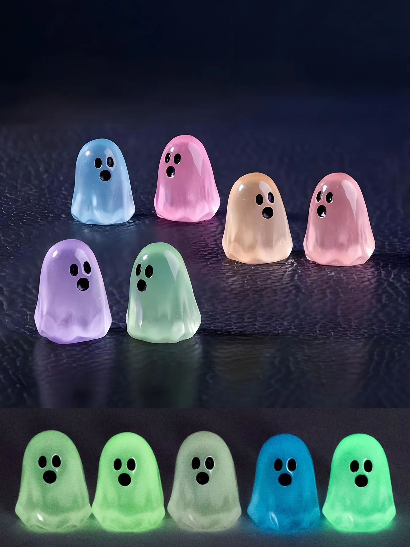 5/10Pcs Luminous Ghost Figures Glowing At Night Action Figure Mini Micro Landscape Miniatures Halloween Decoration Gifts