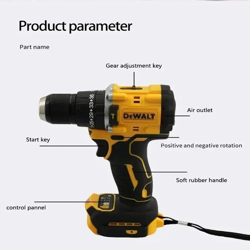 Parafusadeira elétrica compacta sem escova recarregável DEWALT Lithium 20V DCD805