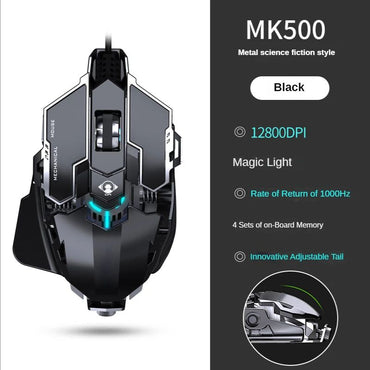 Hot Selling Mechanical Wired Gaming Mouse 9 Keys Macro Definition 12800DPI RGB Backlit Gaming Computer Mouse for Laptop Desktop