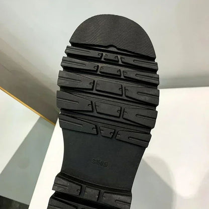 Women High Boots Fashion Woman Non-slip Waterproof Winter Zipper PU Leather Knee High Boots Women Chunky Platform Long Boots