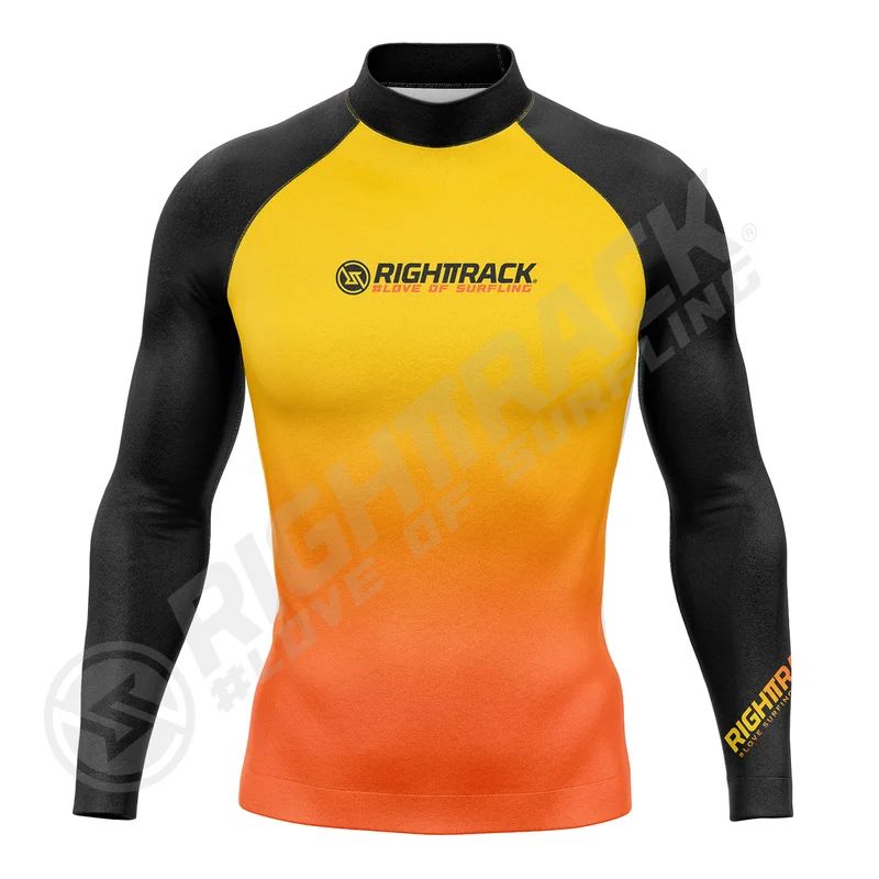 New Men's Surfing Shirt Camouflage Gradient Lycra Rashguard RIGHTTRACK Surf Sportswear Beach UV Protection Swimwear UPF50