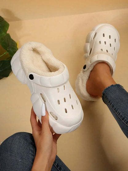 BEVERGREEN Women's 2023 fashion winter clogs DIY hollow outdoor EVA material platform padded warm lining shoes