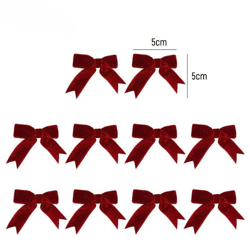 10/100x Red Christmas Bow Velvet Christmas Wreath Bow Christmas Tree Topper Bows Garland Hanging Ornaments DIY Craft Party Gifts