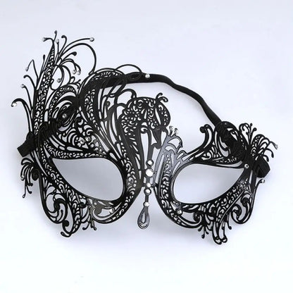 Black Gold Skull Metal Mask Halloween Rhinestone Half Face Venetian Masquerade Men White Women Skull Party Mask