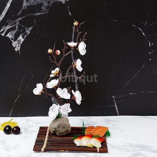 Bandeja de prato para frutos do mar, Barco de Sushi, Plantas de Flores Decorativas, Concepção Artística, Pequeno Ornamento Decorativo, Flor de Pêssego Criativa