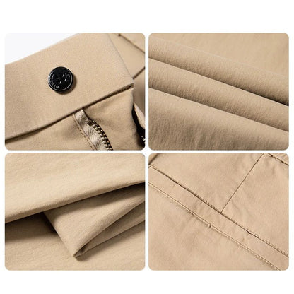 Casual Men Orange Loose Straight Business Pants Green Khaki Elastic Waist Trousers Soft Cotton Lyocell Fabric Korean Cargo Pants