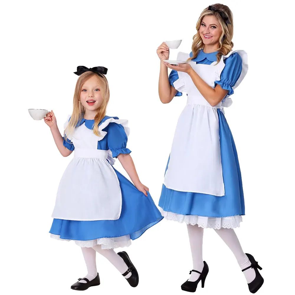 Halloween Party Dress Up Blue Maid Uniform COS Anime Costumes Alice in Wonderland Super Cute Maid Outfit Cosplay Dress