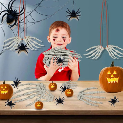 1 Pair Of Halloween Skeleton Hands Haunted House Bar Party Plastic Horror Props Dummy Hands Bones Halloween Scene Decor Supplies
