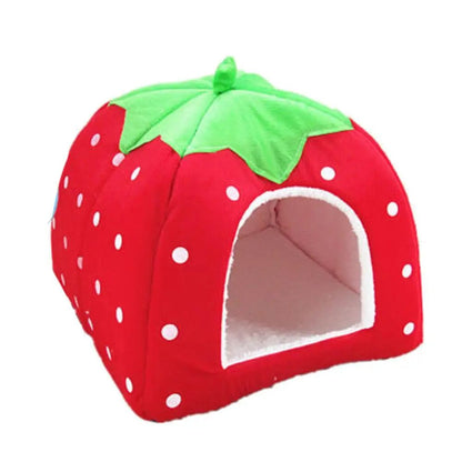 Tenda Casinha de Cachorro Gato Leopardo Morango Macia Casinha de Cachorro Canil Inverno Quente Almofada Cesta Cama de Animais de Estimação Caverna Suprimentos para Animais de Estimação