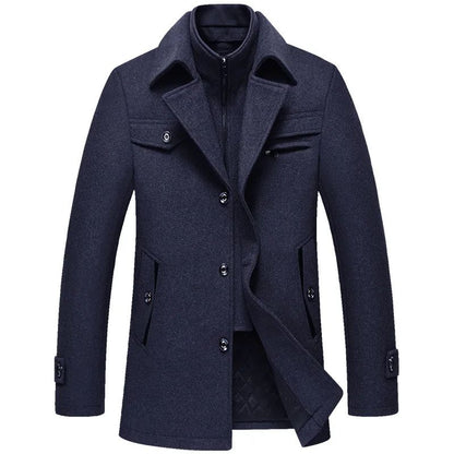 Men Winter Trench Coats Cashmere Wool Blends Man Winter Jackets Overcoats High Quality Male Business Casual Trench Coats 5XL