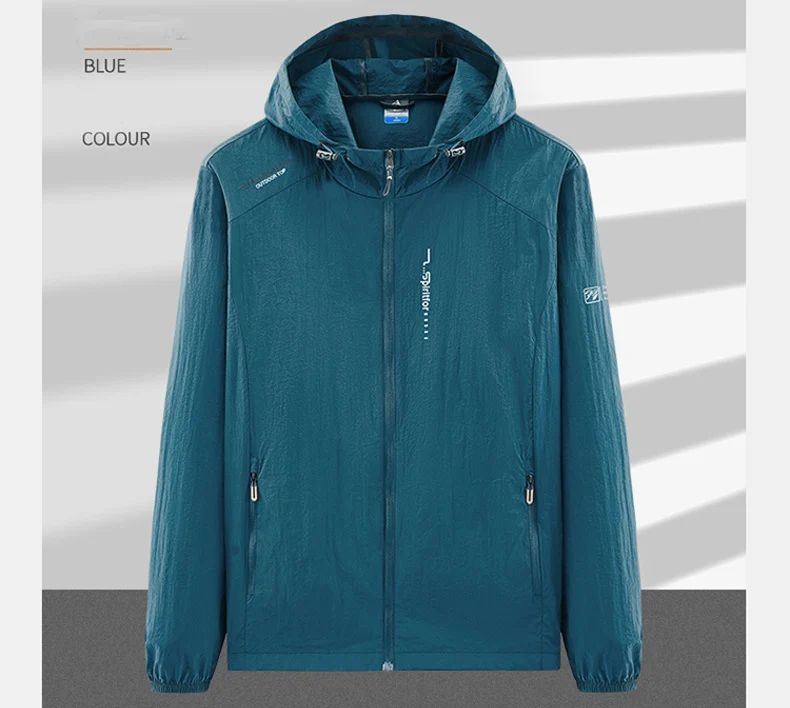 UPF50+ Summer Outdoor Quick Dry Sun-Protective Thin Jacket Men Hiking Fishing Cycling Hooded Gym Sport Ultra Light Windbreaker