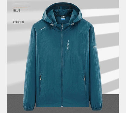 UPF50+ Summer Outdoor Quick Dry Sun-Protective Thin Jacket Men Hiking Fishing Cycling Hooded Gym Sport Ultra Light Windbreaker