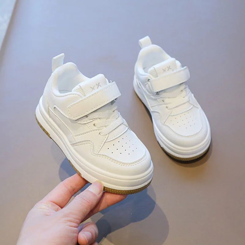 Children's White Shoes Spring and Autumn Kid's Sports Shoe Anti slip Lightweight Boys Board Shoes Soft Sole Baby Casual Shoes