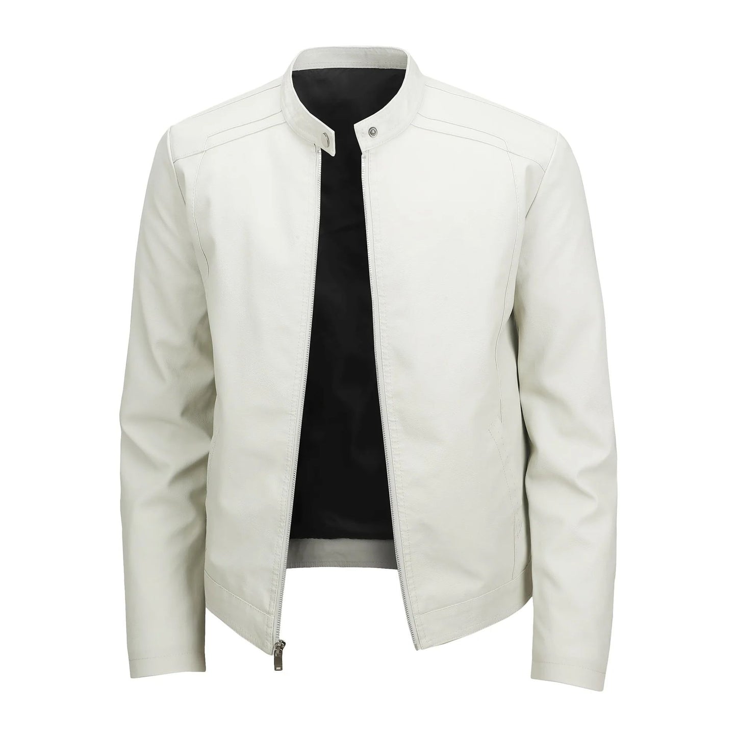 Men's Biker Leather Jacket Autumn Winter Thickened Fleece Casual Versatile Slim Fit Large Size PU Leather Coat