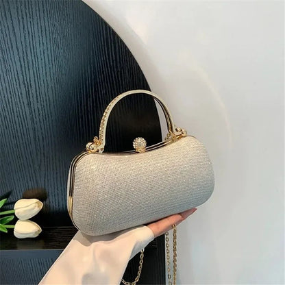 Shiny Mini Evening Bag, Rhinestone Chain Purse, Luxury Glitter Banquet Handbag, Perfect For Party, Wedding, Prom, Dinner/Banquet