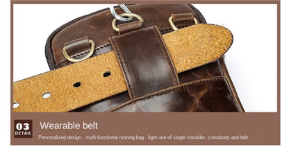 New Men's Cow Leather Chest Bag Man Small Shoulder Casual Male Crossbody Waist Bag